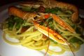 Spaghetti con scampi e punte di asparagi