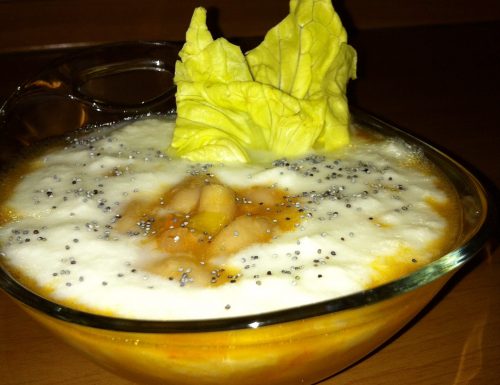 Zuppa di Cannellini con cuori di Lattuga e crema di Mozzarella di Bufala