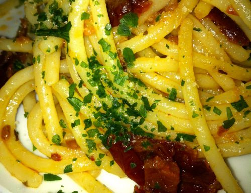 Spaghetti con Pomodorini secchi e Nduja